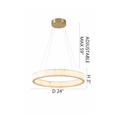 1-Light Brass LED Pendant With Natural Alabaster Accents