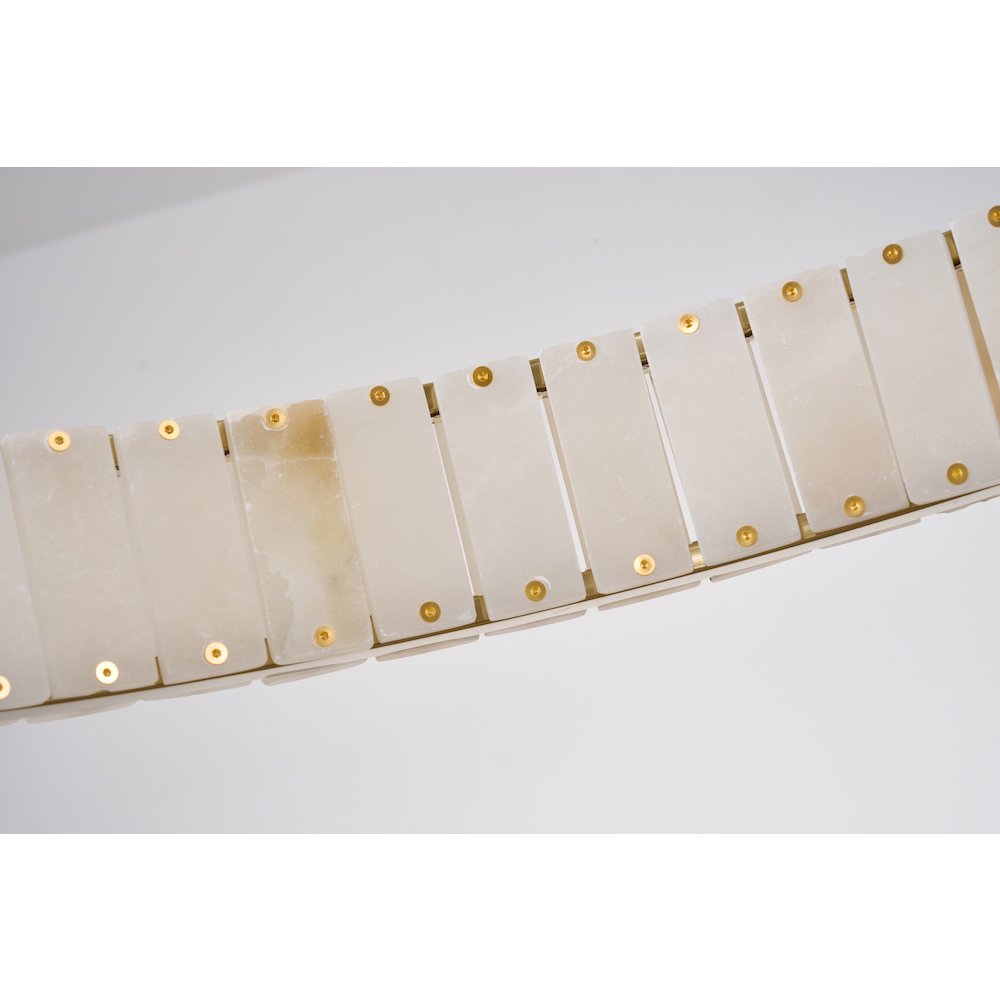 1-Light Brass LED Pendant With Natural Alabaster Accents