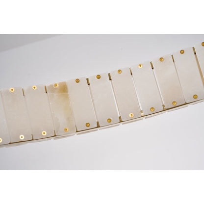 1-Light Brass LED Pendant With Natural Alabaster Accents