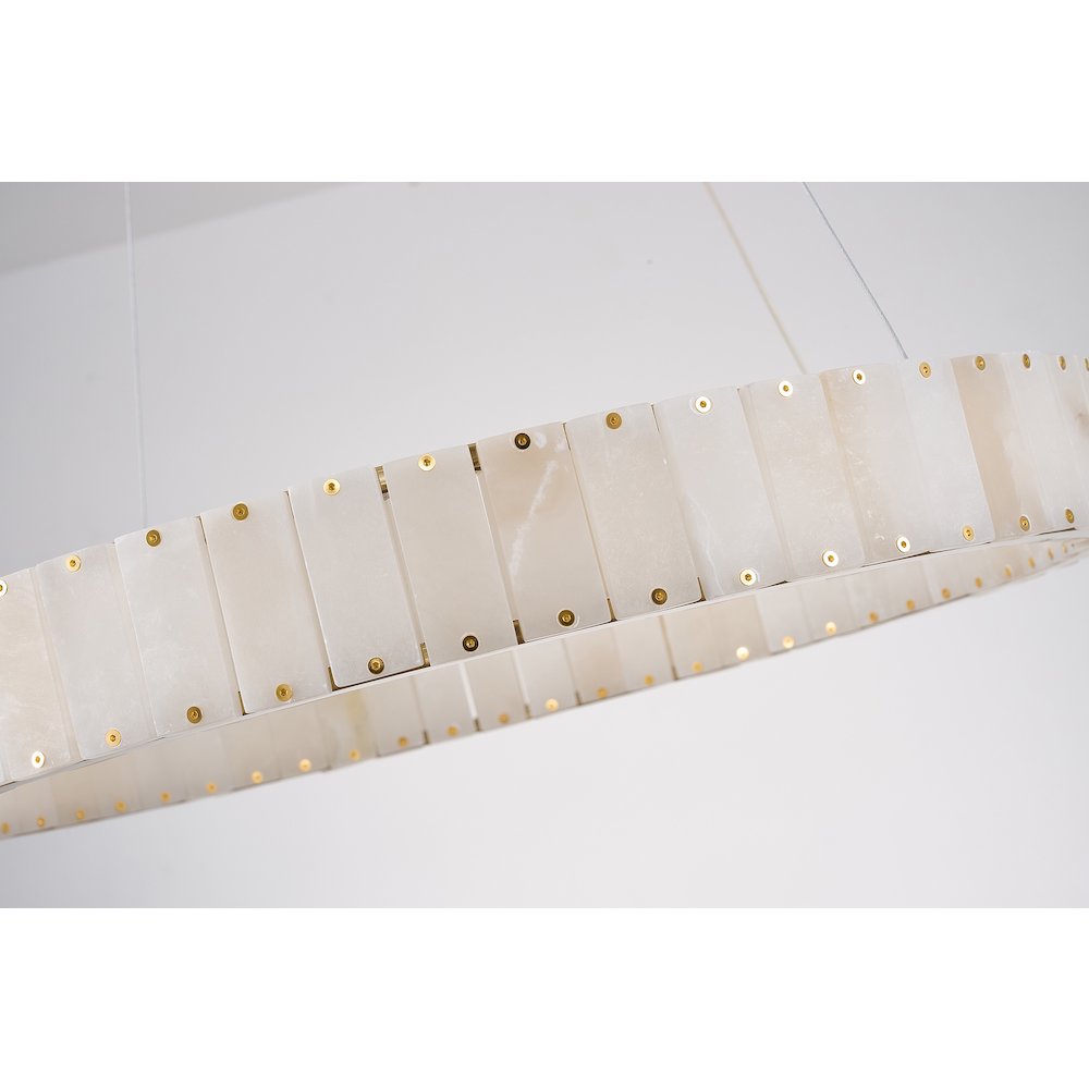 1-Light Brass LED Pendant With Natural Alabaster Accents