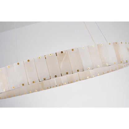 1-Light Brass LED Pendant With Natural Alabaster Accents