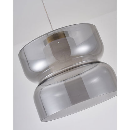 1-Light Brass LED Pendant With A Smoky Grey Glass Shade