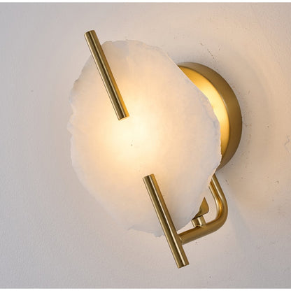 1-Light Brass Wall Sconce With A Natural Alabaster Accent