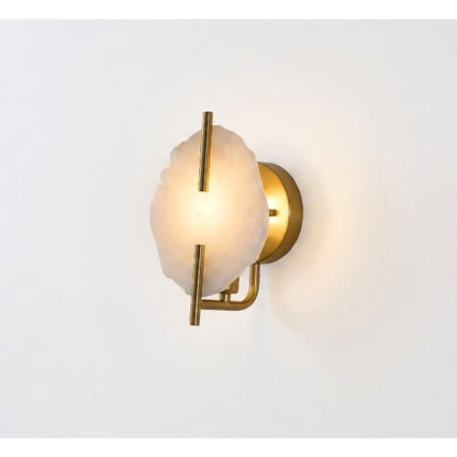 1-Light Brass Wall Sconce With A Natural Alabaster Accent