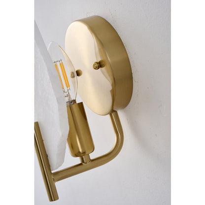1-Light Brass Wall Sconce With A Natural Alabaster Accent