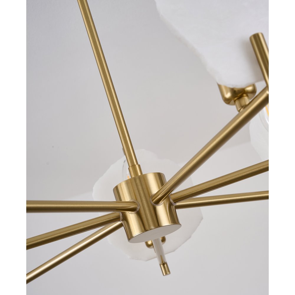7-Light Brass Chandelier With Natural Alabaster Accents