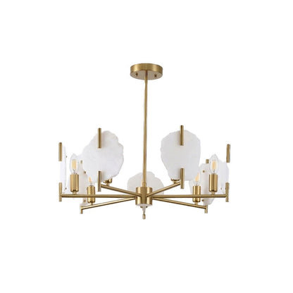 7-Light Brass Chandelier With Natural Alabaster Accents