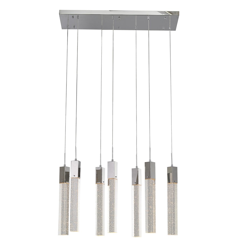 7-Light Chrome Island Lighting With A Clear Bubble Crystal