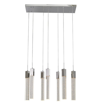 7-Light Chrome Island Lighting With A Clear Bubble Crystal