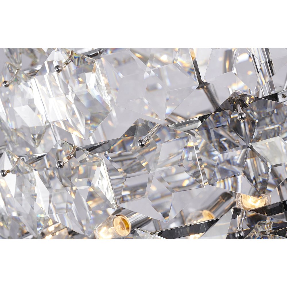 36-Light Chrome Chandelier With Clear Hanging Crystals