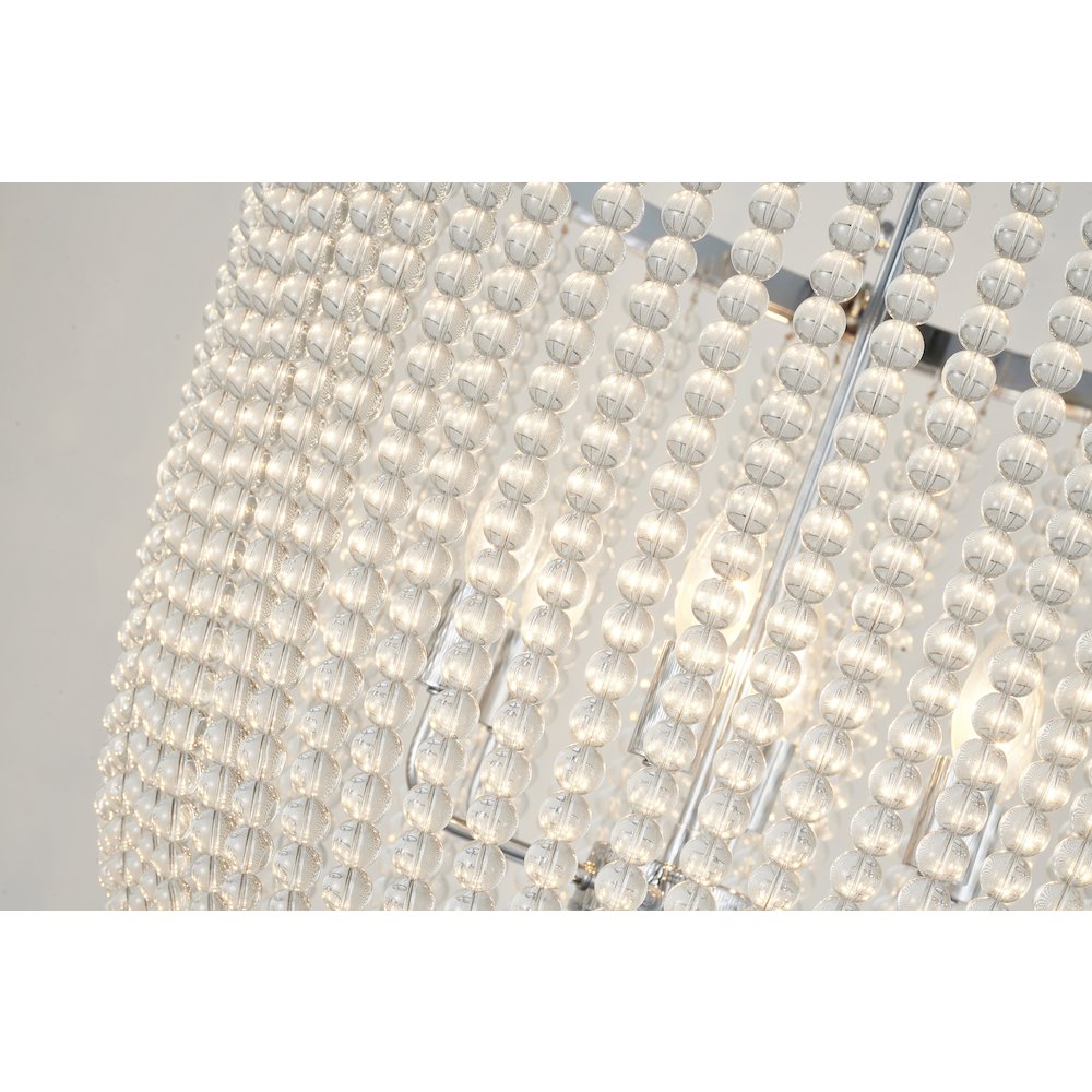 6-Light Chrome Chandelier With Clear Beaded hanging Glass