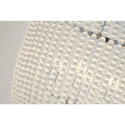 6-Light Chrome Chandelier With Clear Beaded hanging Glass