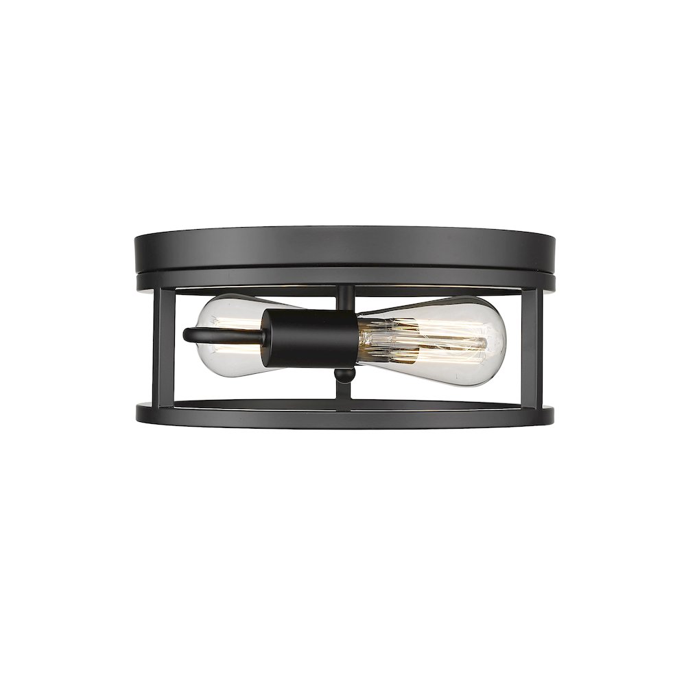 2-Light Black Metal Flush Mount