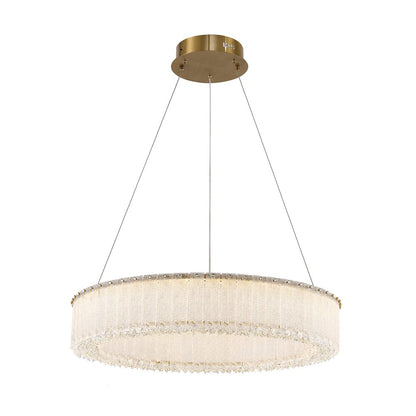 1-Light Brass LED Chandelier With Clear Crystals
