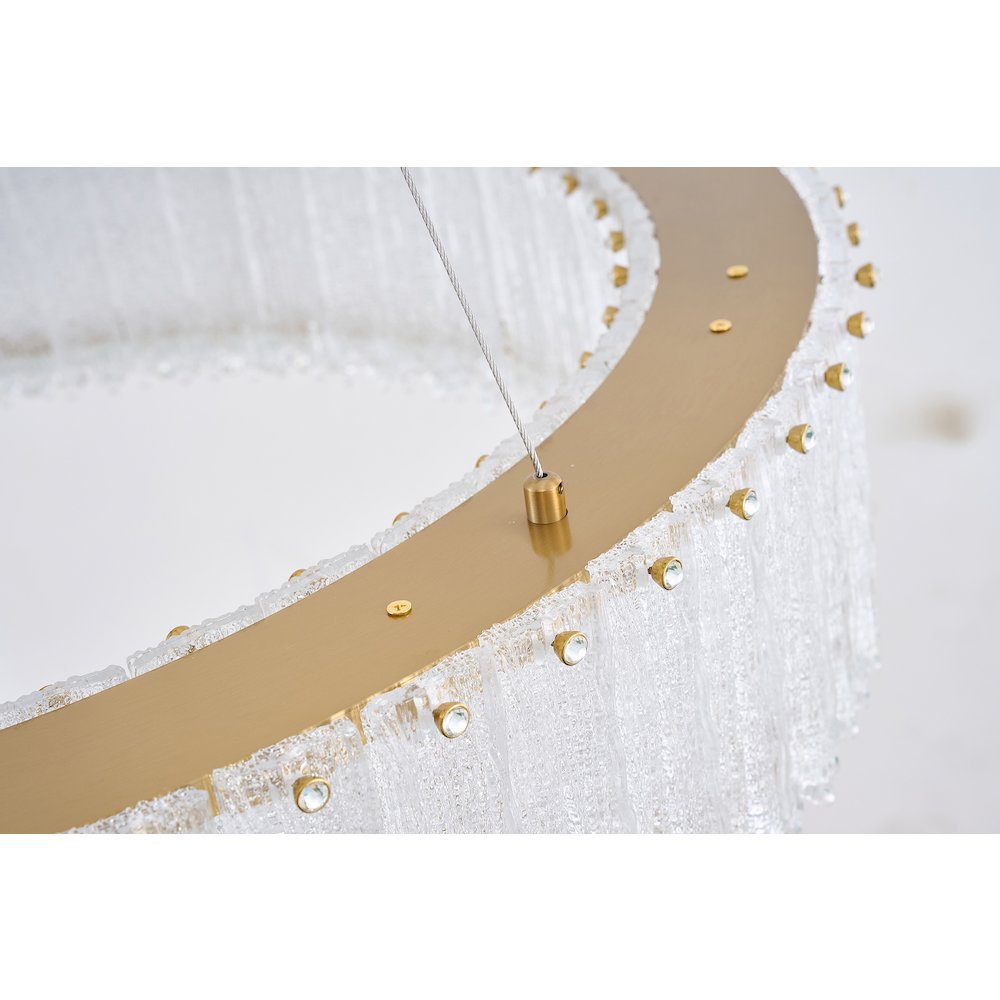 1-Light Brass LED Chandelier With Clear Crystals