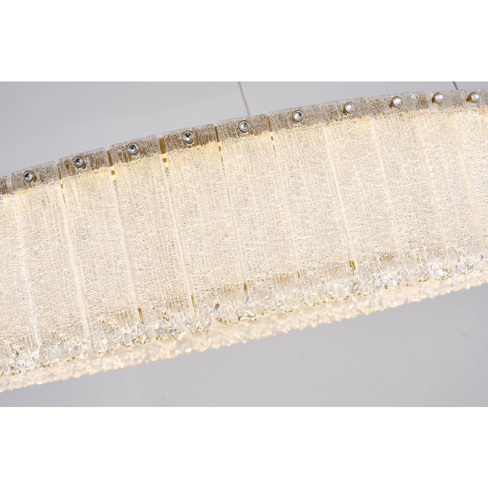1-Light Brass LED Chandelier With Clear Crystals