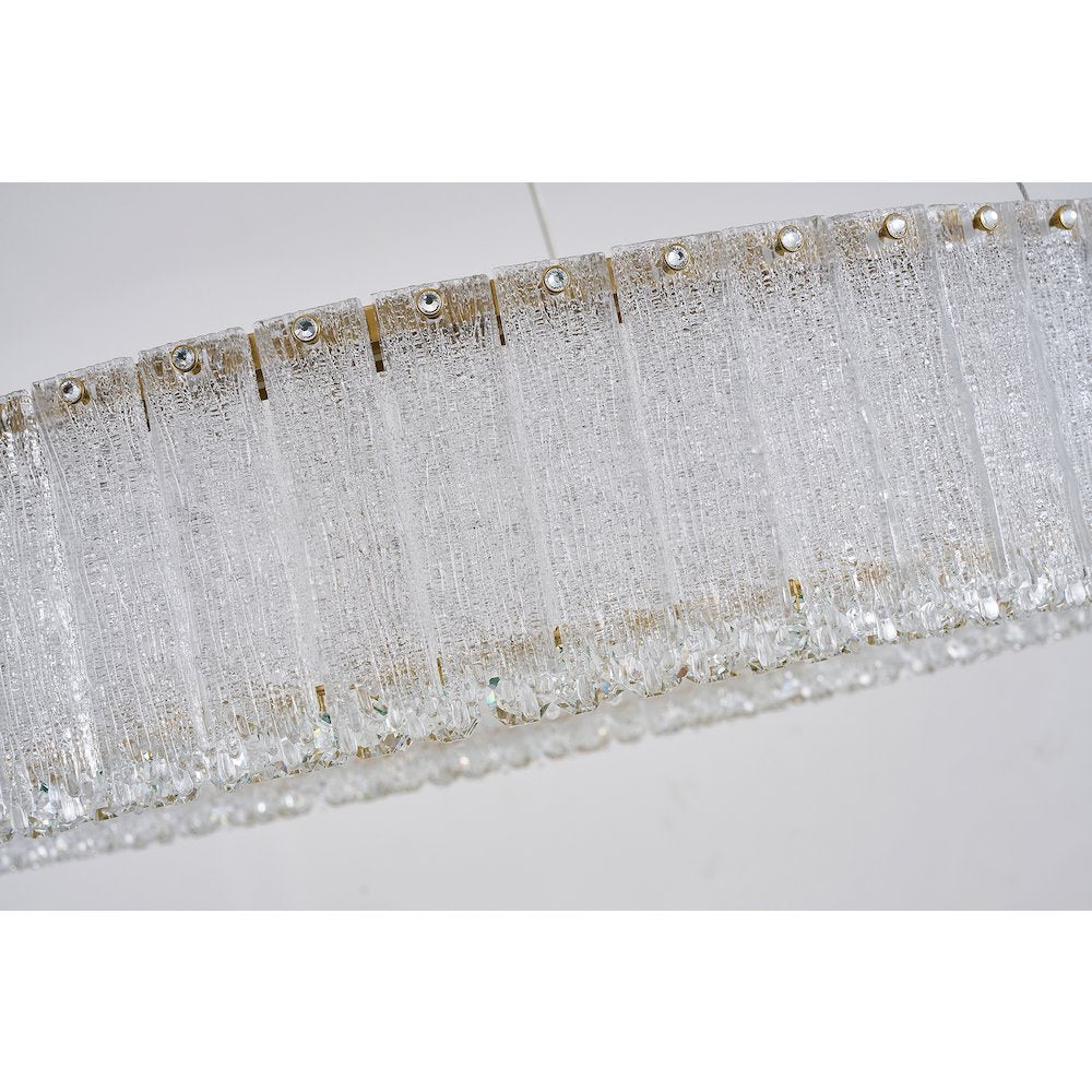 1-Light Brass LED Chandelier With Clear Crystals