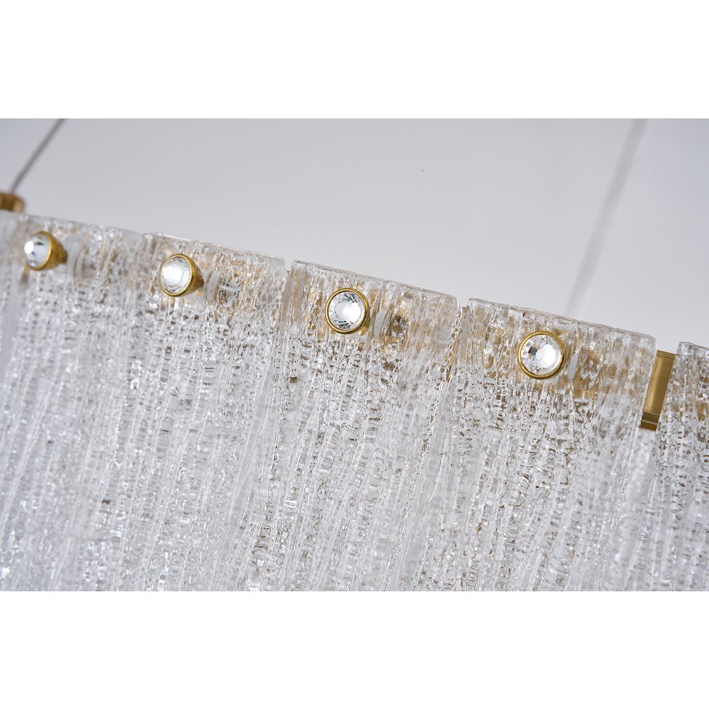 1-Light Brass LED Chandelier With Clear Crystals