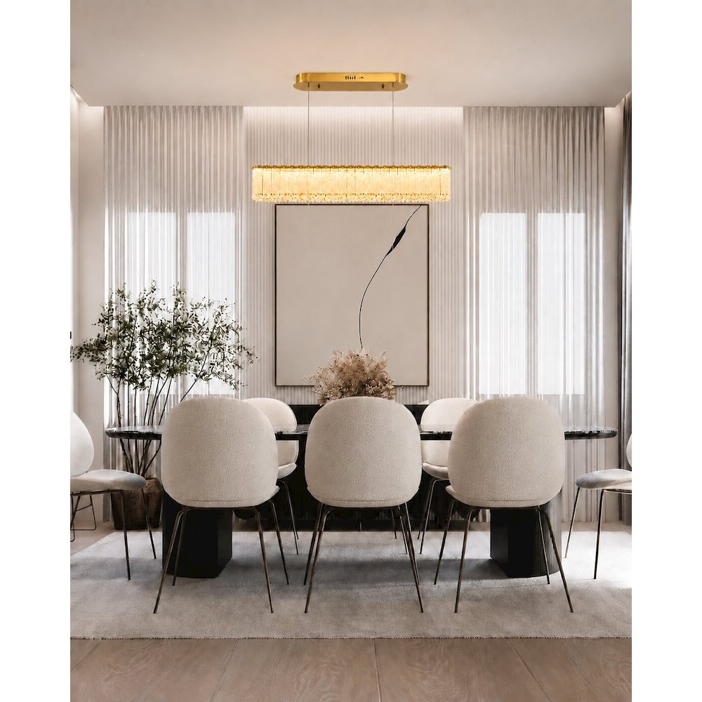 1-Light Brass LED Chandelier With Clear Crystals