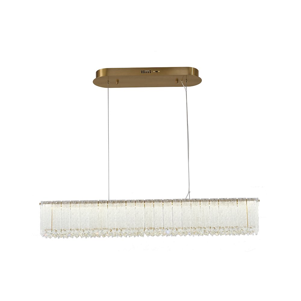 1-Light Brass LED Chandelier With Clear Crystals