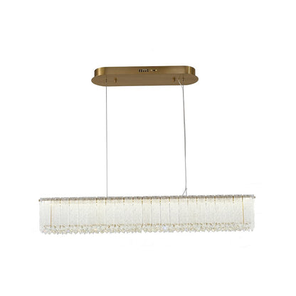 1-Light Brass LED Chandelier With Clear Crystals