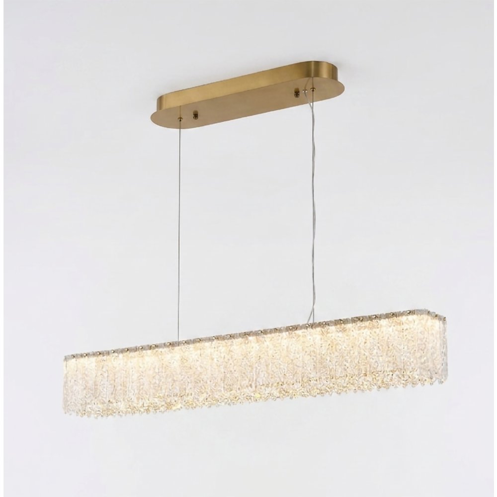 1-Light Brass LED Chandelier With Clear Crystals