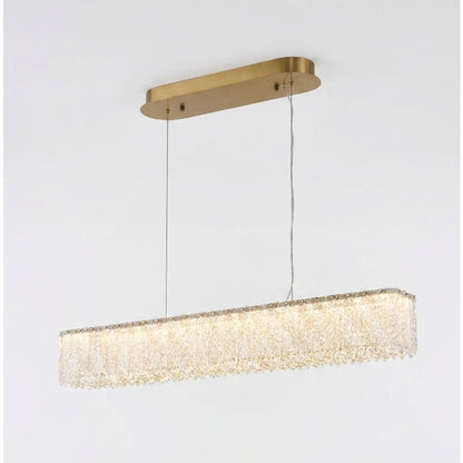 1-Light Brass LED Chandelier With Clear Crystals