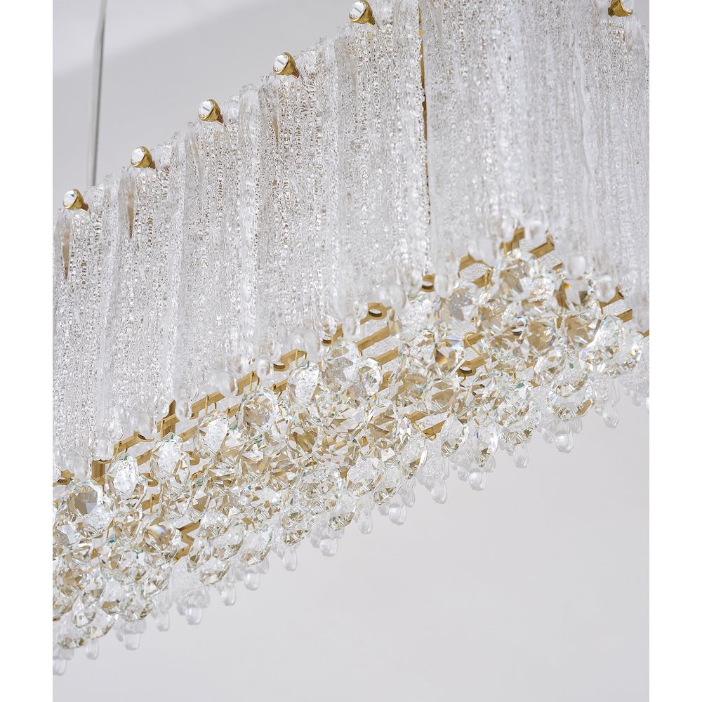 1-Light Brass LED Chandelier With Clear Crystals