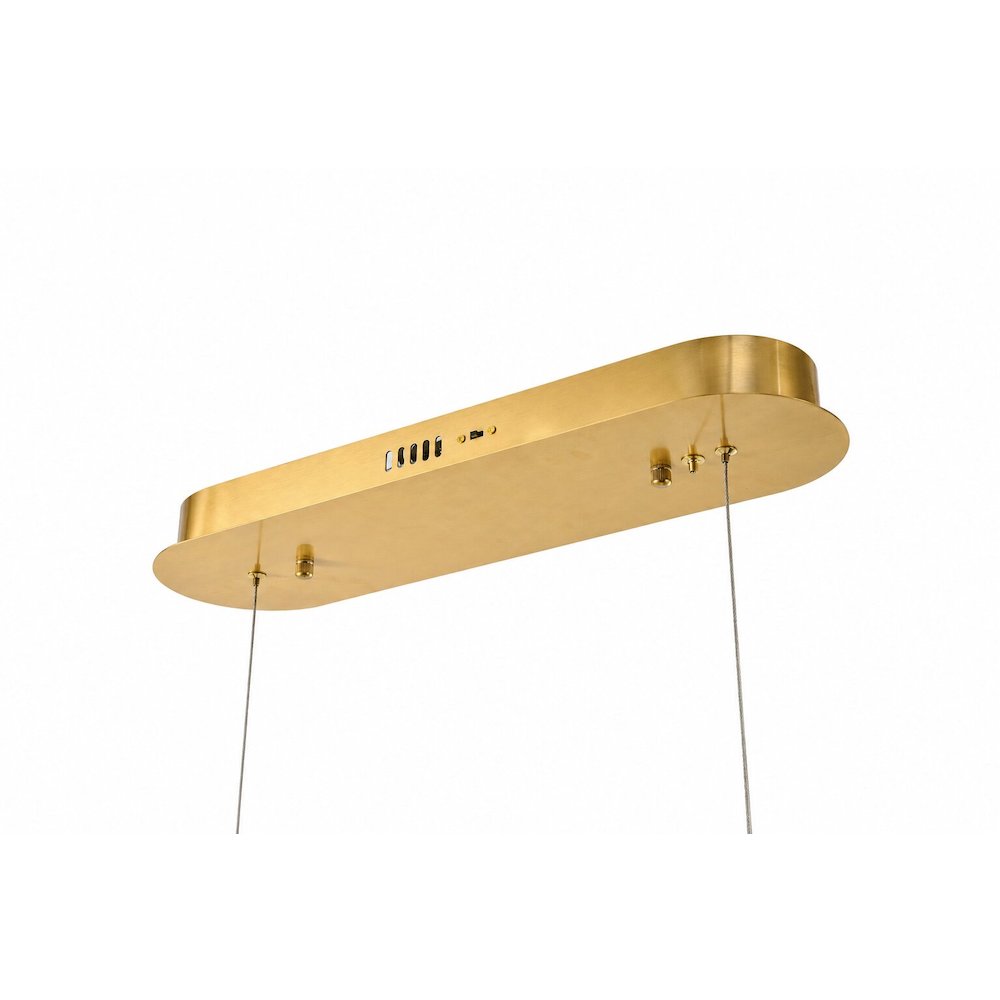 1-Light Brass LED Chandelier With Clear Crystals
