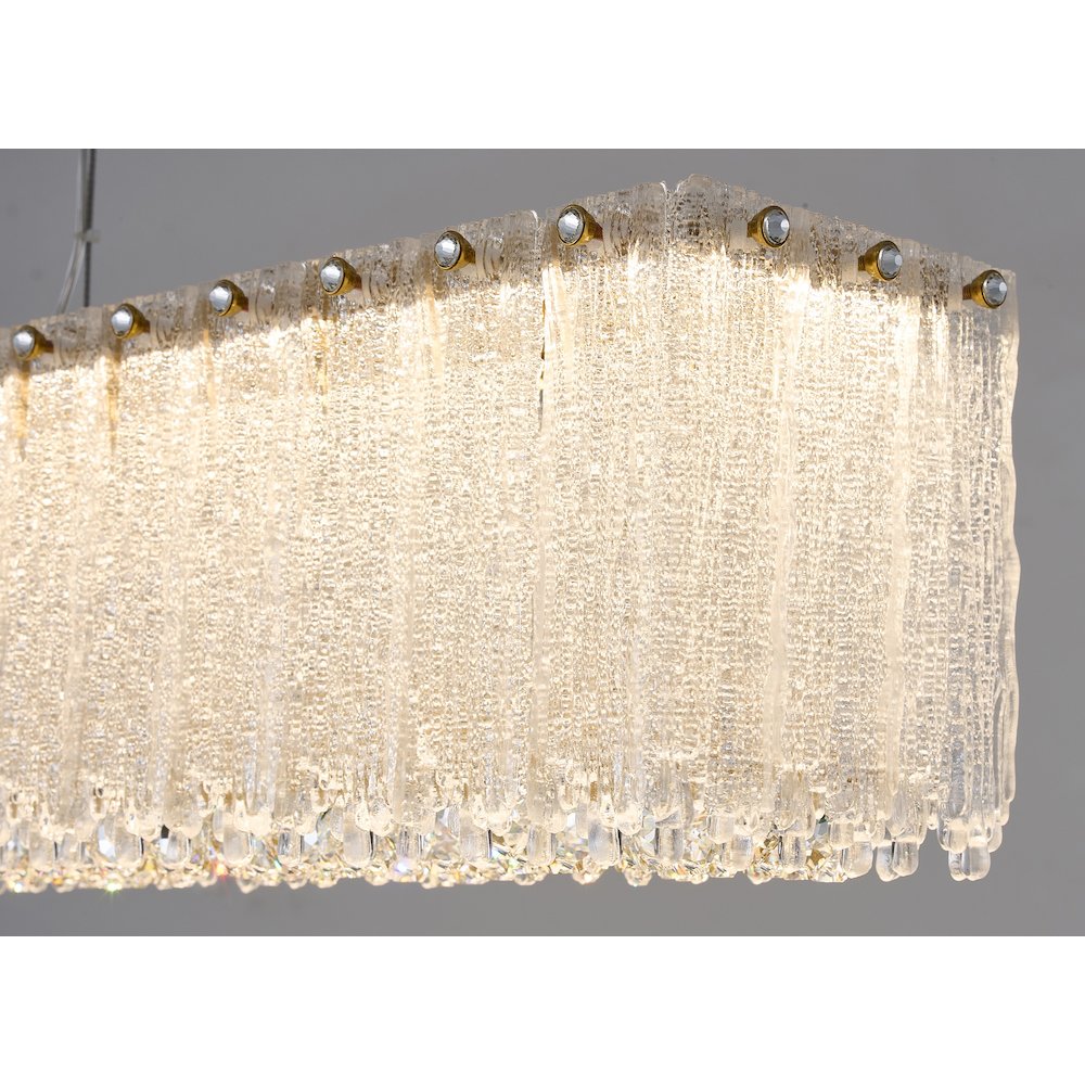 1-Light Brass LED Chandelier With Clear Crystals
