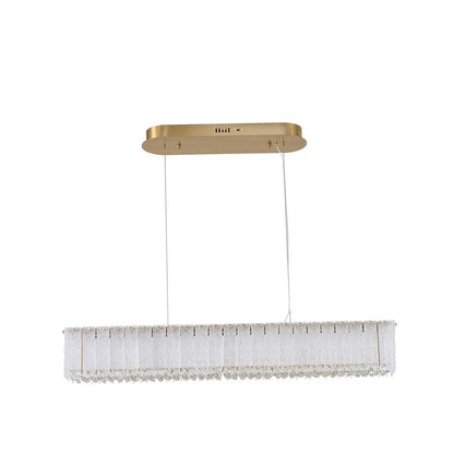 1-Light Brass LED Chandelier With Clear Crystals