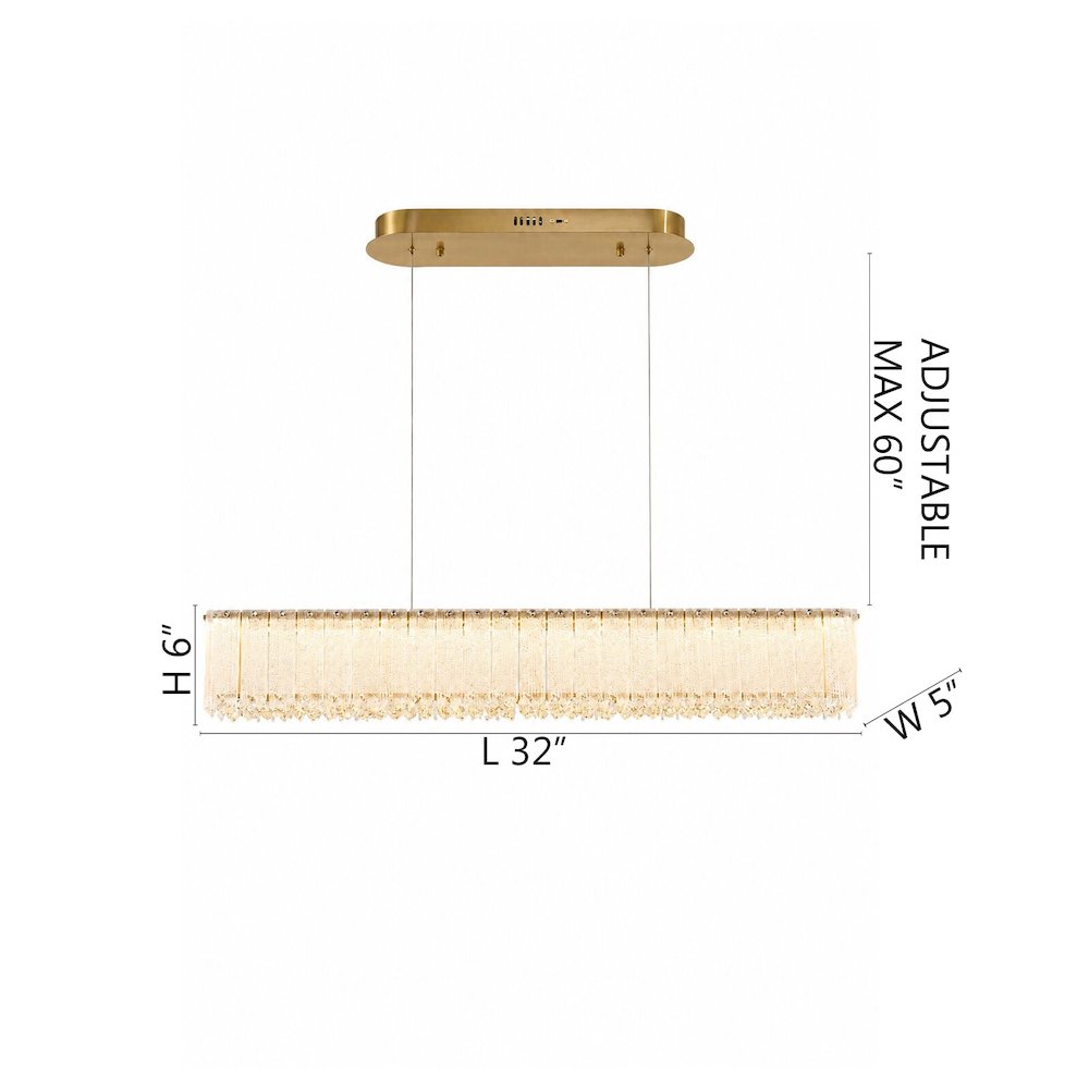 1-Light Brass LED Chandelier With Clear Crystals