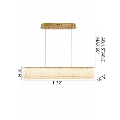 1-Light Brass LED Chandelier With Clear Crystals