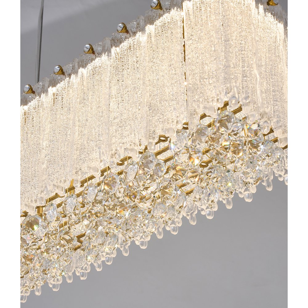 1-Light Brass LED Chandelier With Clear Crystals