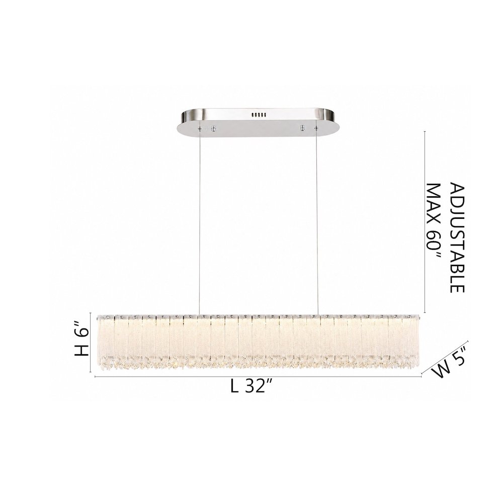 1-Light Chrome LED Chandelier With Clear Crystals