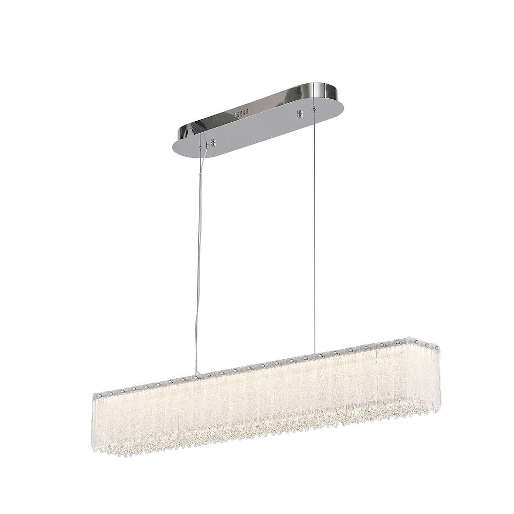 1-Light Chrome LED Chandelier With Clear Crystals