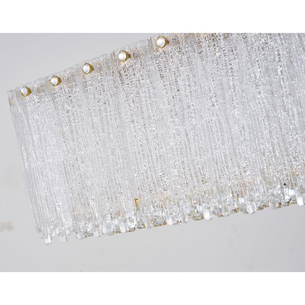 1-Light Brass LED Chandelier With Clear Crystals