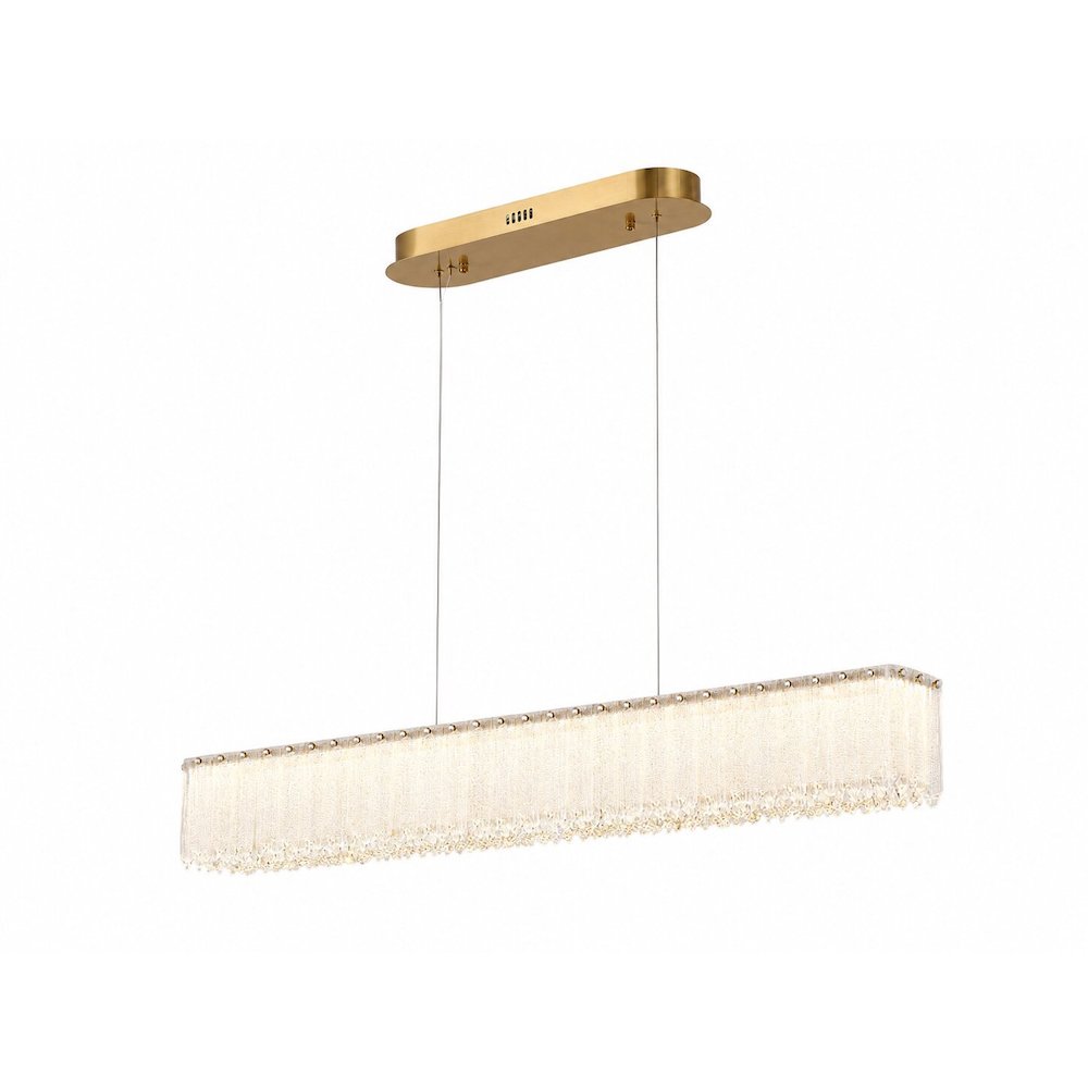 1-Light Brass LED Chandelier With Clear Crystals