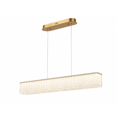 1-Light Brass LED Chandelier With Clear Crystals