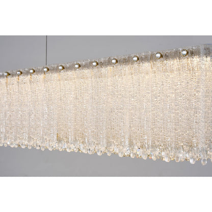1-Light Brass LED Chandelier With Clear Crystals
