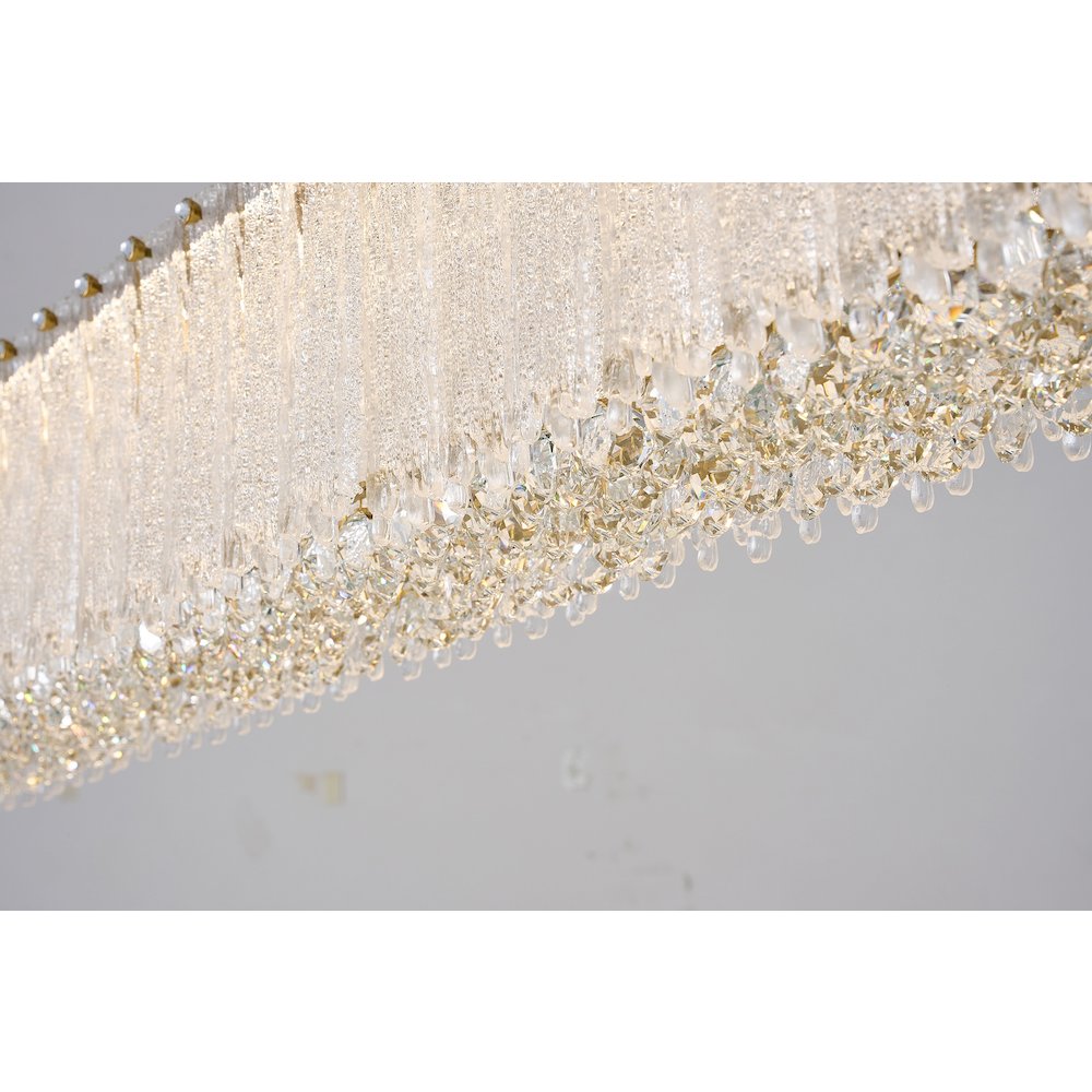 1-Light Brass LED Chandelier With Clear Crystals