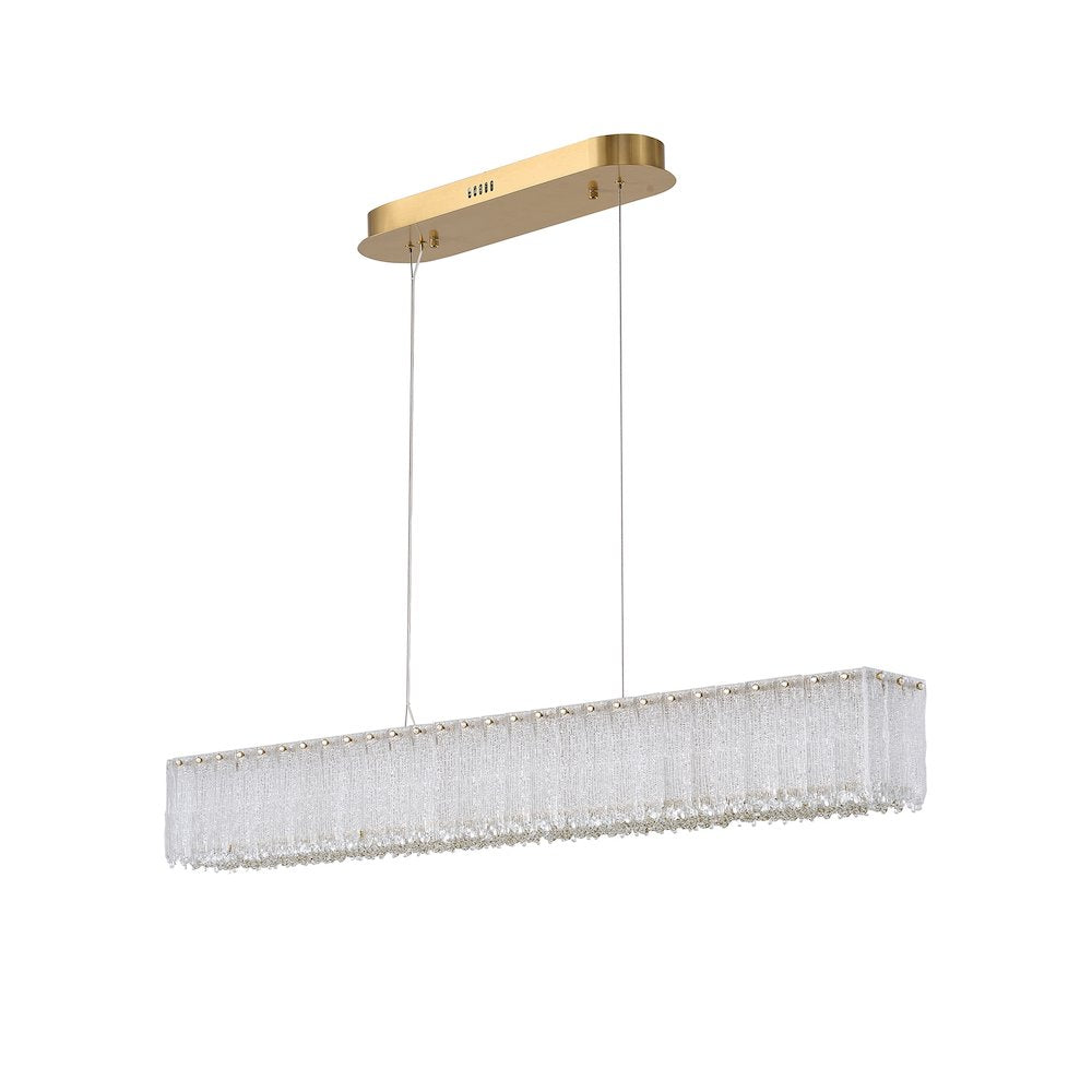 1-Light Brass LED Chandelier With Clear Crystals