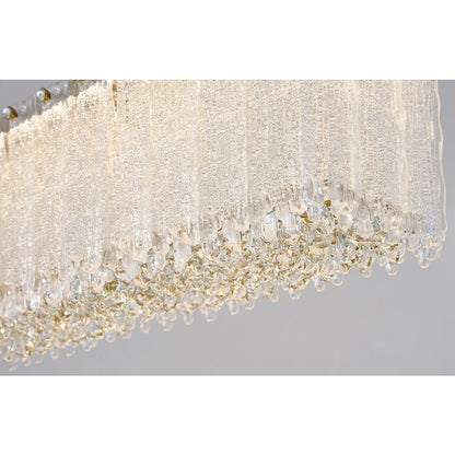 1-Light Brass LED Chandelier With Clear Crystals