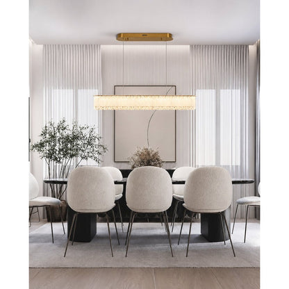1-Light Brass LED Chandelier With Clear Crystals