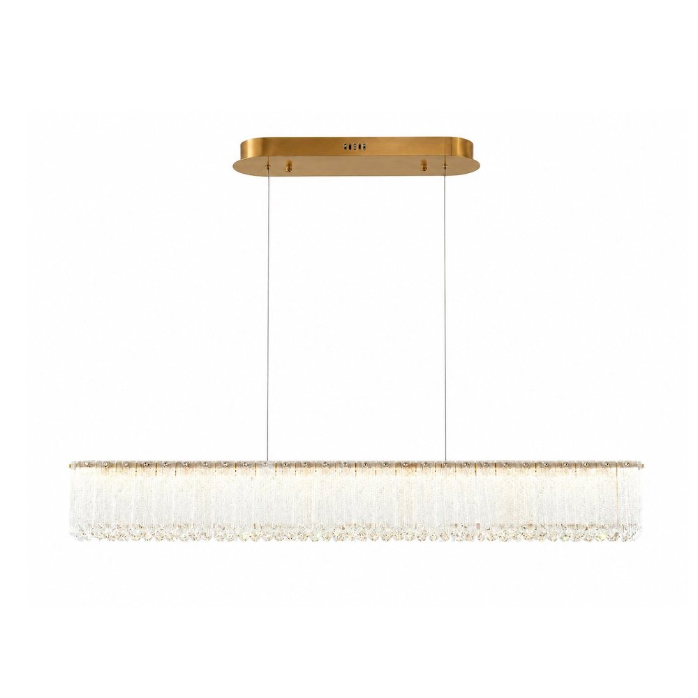 1-Light Brass LED Chandelier With Clear Crystals