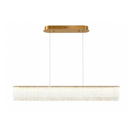 1-Light Brass LED Chandelier With Clear Crystals