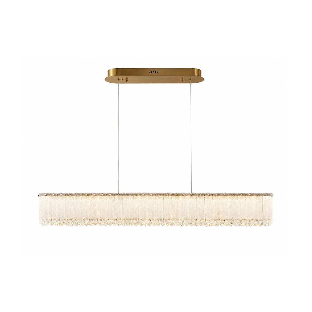 1-Light Brass LED Chandelier With Clear Crystals