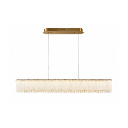 1-Light Brass LED Chandelier With Clear Crystals