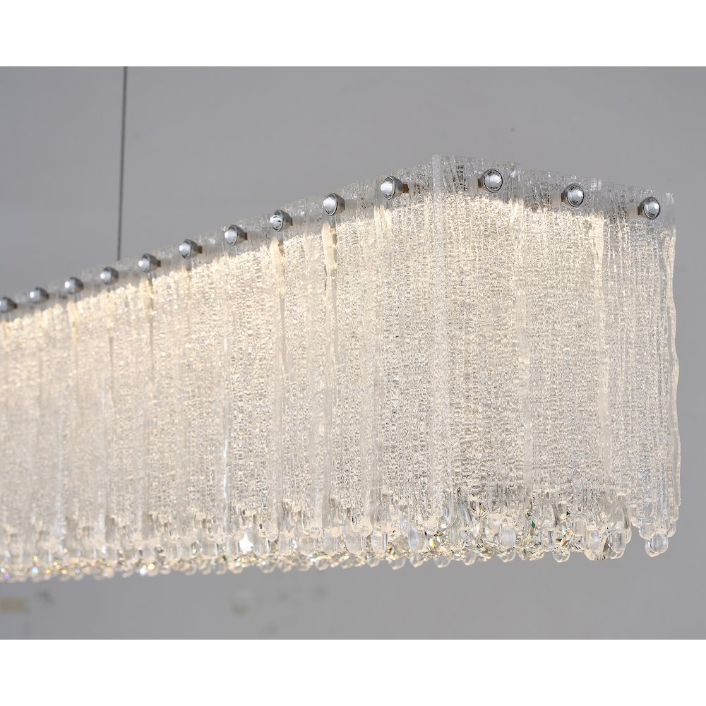 1-Light Chrome LED Chandelier With Clear Crystals