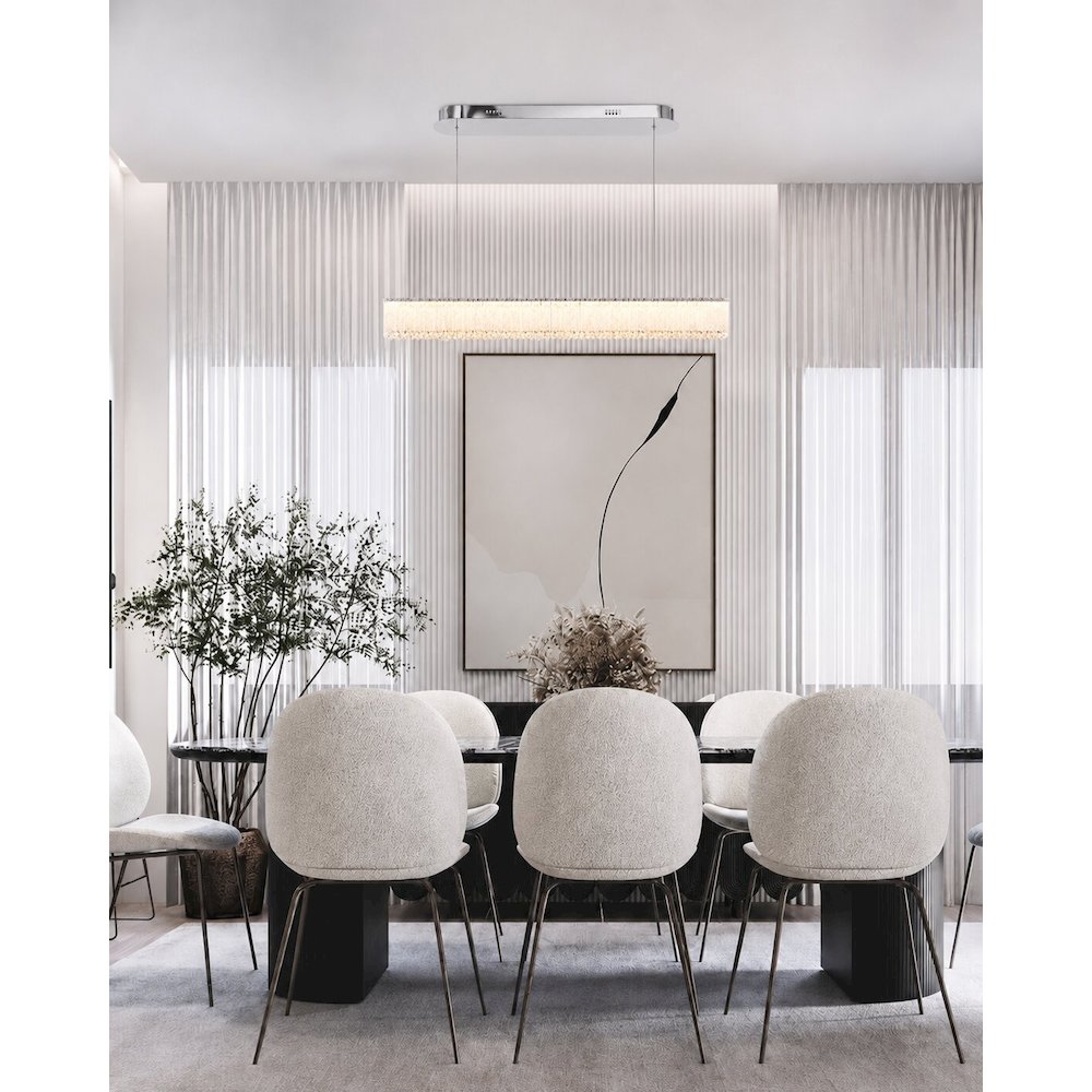 1-Light Chrome LED Chandelier With Clear Crystals